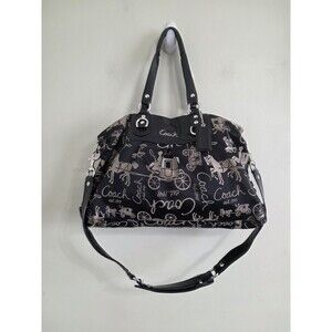 Coach Ashley F15656 Black Horse & Carriage Anniversary Satchel Handbag Purse